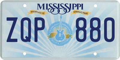 MS license plate ZQP880