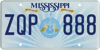 MS license plate ZQP888