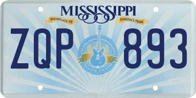 MS license plate ZQP893