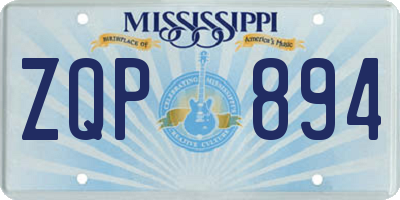 MS license plate ZQP894