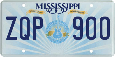 MS license plate ZQP900