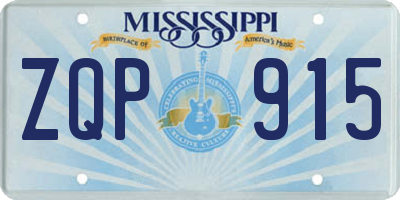 MS license plate ZQP915