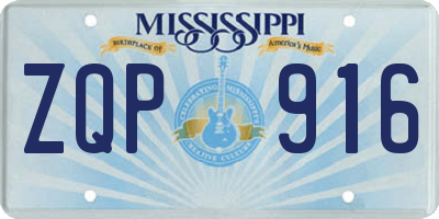 MS license plate ZQP916
