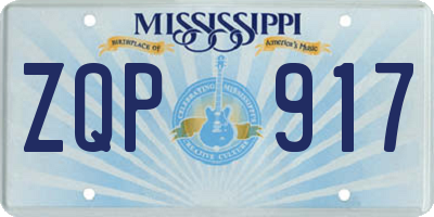 MS license plate ZQP917