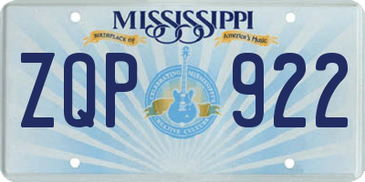 MS license plate ZQP922