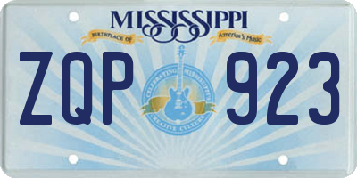 MS license plate ZQP923