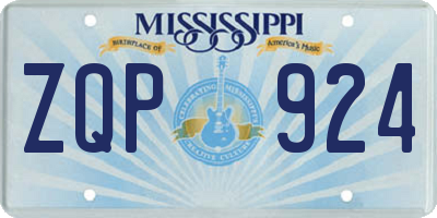 MS license plate ZQP924