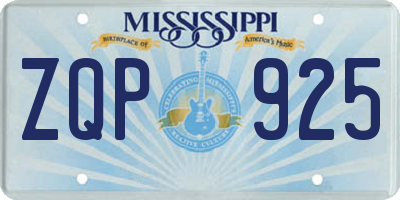 MS license plate ZQP925