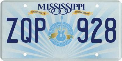 MS license plate ZQP928