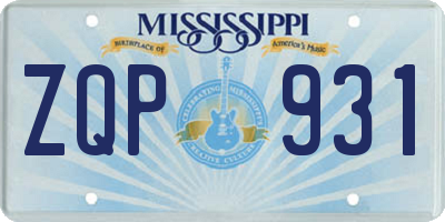 MS license plate ZQP931