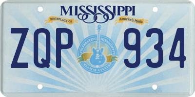 MS license plate ZQP934