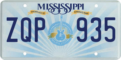 MS license plate ZQP935