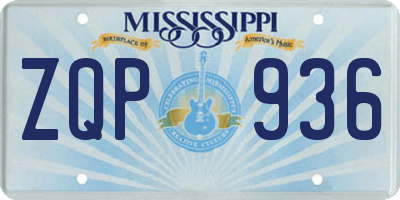 MS license plate ZQP936