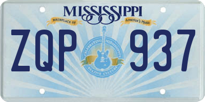 MS license plate ZQP937