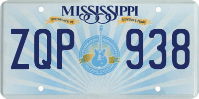 MS license plate ZQP938