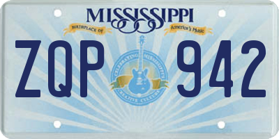 MS license plate ZQP942