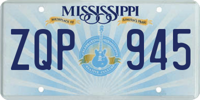 MS license plate ZQP945