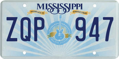 MS license plate ZQP947