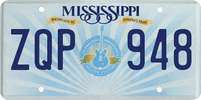 MS license plate ZQP948