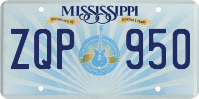 MS license plate ZQP950