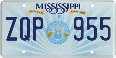 MS license plate ZQP955