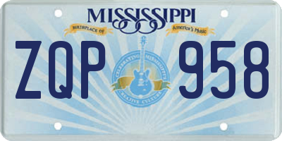 MS license plate ZQP958