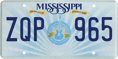 MS license plate ZQP965