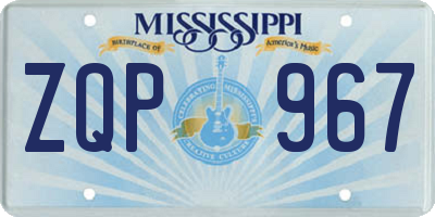 MS license plate ZQP967