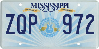 MS license plate ZQP972