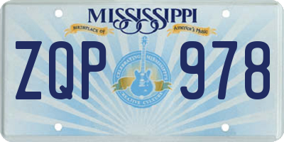 MS license plate ZQP978
