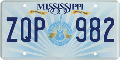 MS license plate ZQP982