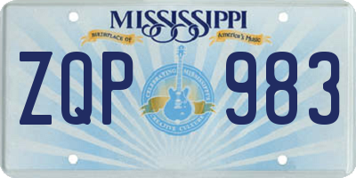 MS license plate ZQP983