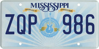 MS license plate ZQP986