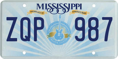 MS license plate ZQP987