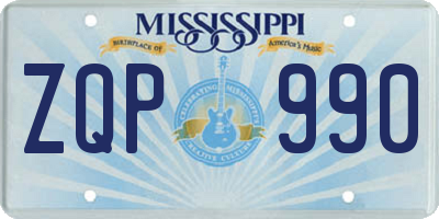 MS license plate ZQP990