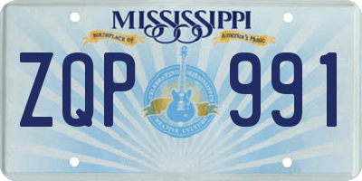 MS license plate ZQP991