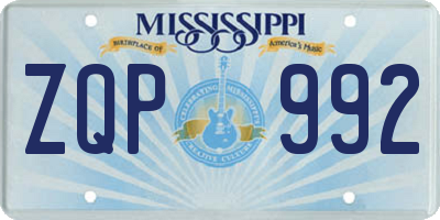 MS license plate ZQP992