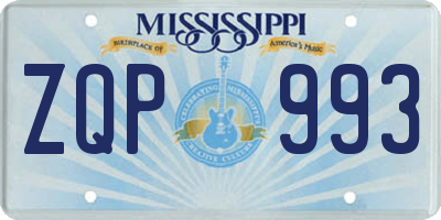 MS license plate ZQP993