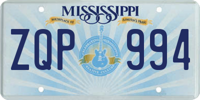 MS license plate ZQP994