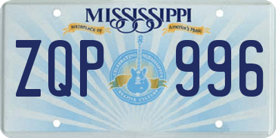 MS license plate ZQP996