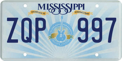MS license plate ZQP997