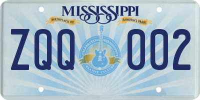 MS license plate ZQQ002