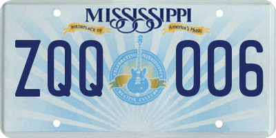 MS license plate ZQQ006