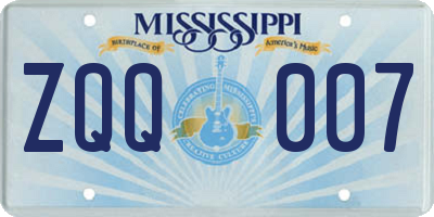 MS license plate ZQQ007