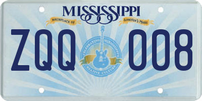 MS license plate ZQQ008
