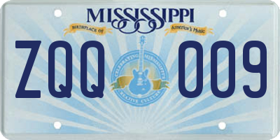 MS license plate ZQQ009
