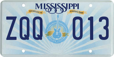 MS license plate ZQQ013