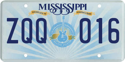 MS license plate ZQQ016