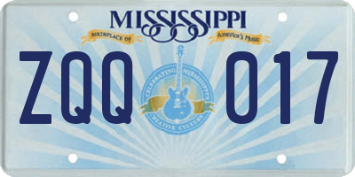 MS license plate ZQQ017