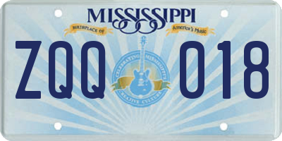 MS license plate ZQQ018